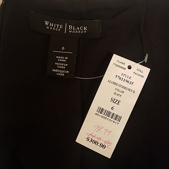 NWT WHBM Leather Studded Pencil Skirt - Picture 3 of 3